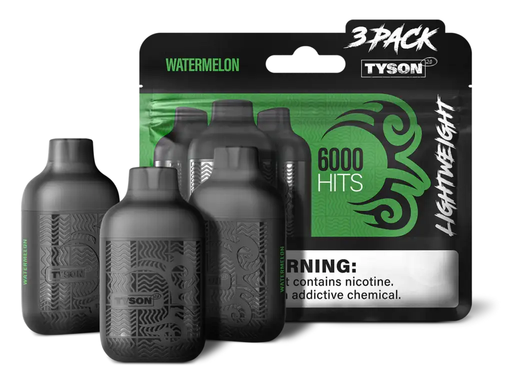 Tyson Vape Watermelon, 3 Packs Vape 6000 Hits